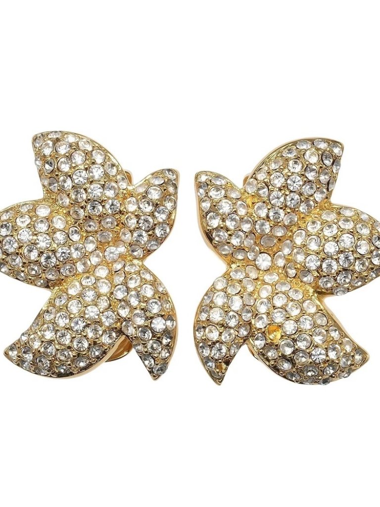 Dior Earring Plated Gold/Rhinestone 25g Women